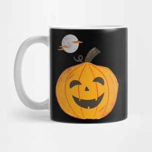 Halloween Carved Pumpkin Under The Moon (Black) Mug